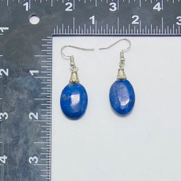 Lapis Earrings, Handmade Light Weight Dangle Earrings, Lapis Lazuli Earrings - Picture 9 of 10